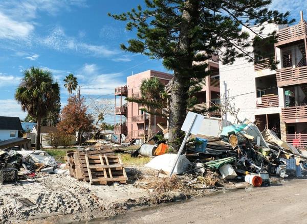 Damage along the Pinellas County beaches from Hurricane Helene in Florida